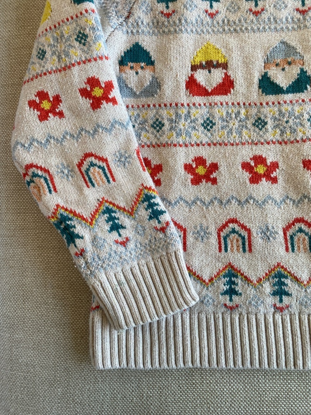 Hanna Andersson Gnome Patterned Sweater - Cream, Red, Blue, Yellow - Picture 10 of 13